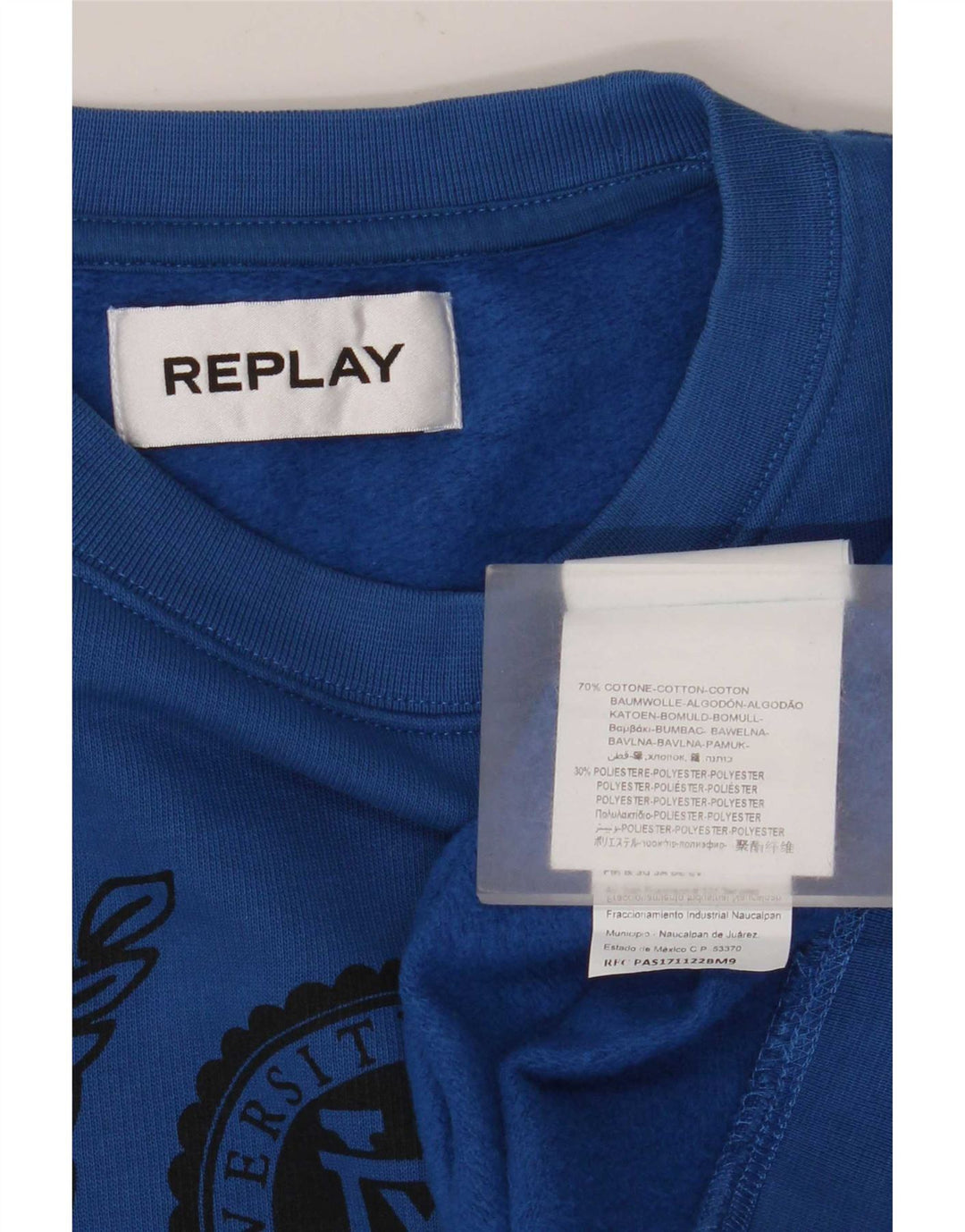 Replay moletom gráfico masculino jumper XL azul algodão