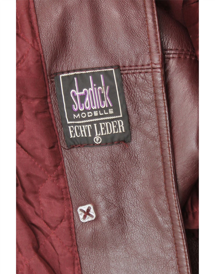Casaco de couro Duffle feminino Stadick Reino Unido 10 pequeno couro Borgonha