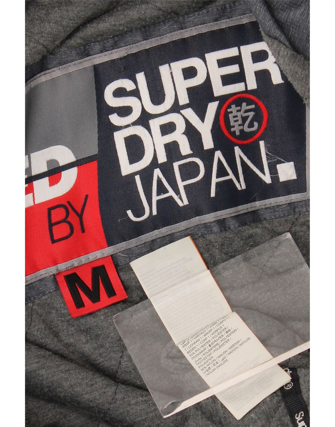 Jaqueta corta-vento masculina SUPERDRY com capuz UK 38 poliéster cinza médio