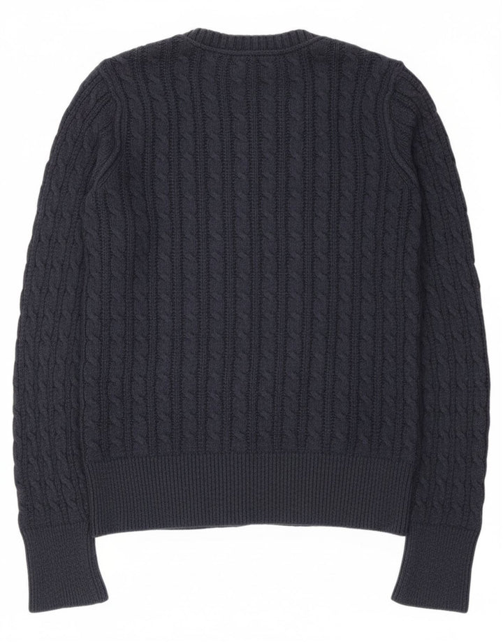 Suéter cardigã feminino Eddie Bauer Reino Unido 12 algodão azul marinho médio