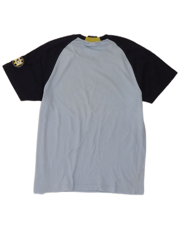 Adidas Boys Graphic T-Shirt Top 13-14 Years Blue Colourblock Cotton