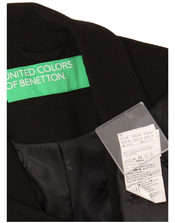 Jaqueta Blazer Feminina Benetton com 1 Botão Reino Unido 16 Grande Poliéster Preto