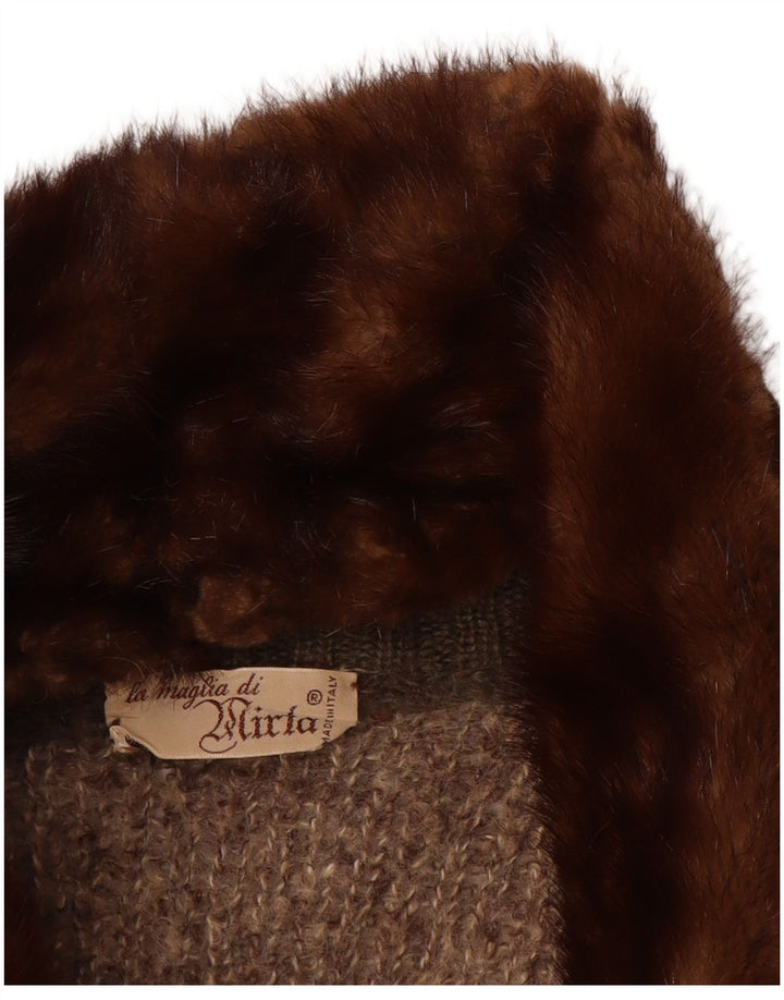 Suéter cardigã feminino VINTAGE UK 18 XL marrom