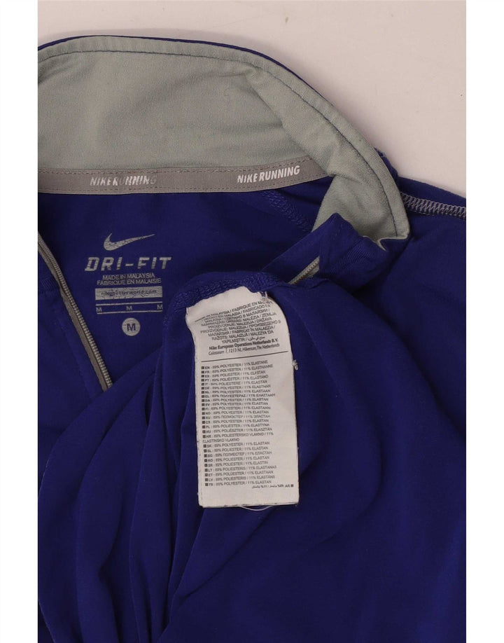Nike Womens Dri Fit Zip Neck Pullover Treino Top Reino Unido 12 Médio Azul