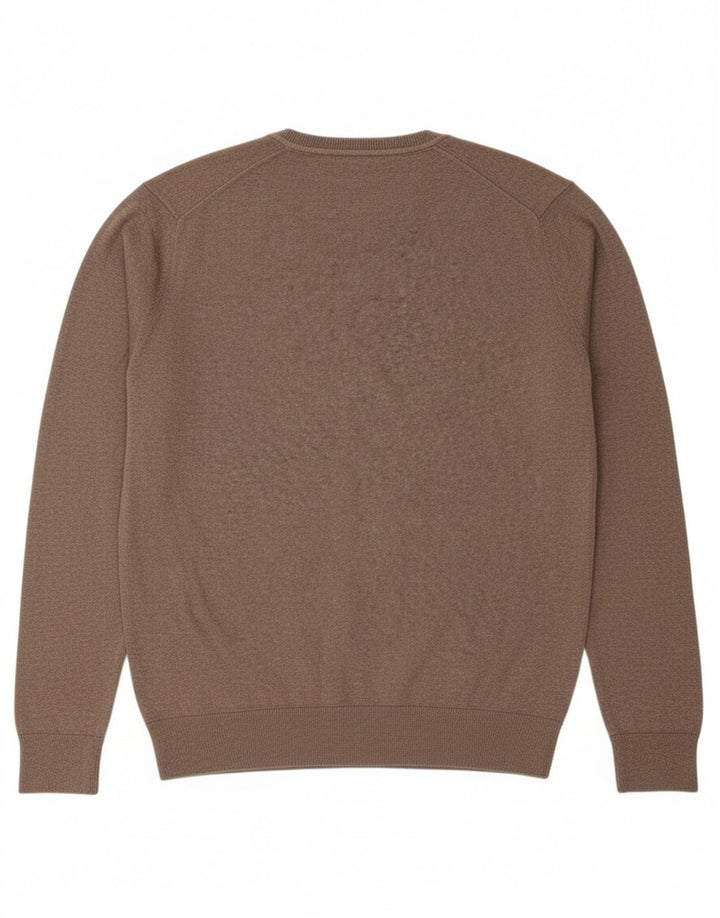Suéter masculino ZARA com decote em V grande algodão marrom