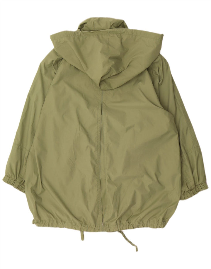 Jaqueta feminina de chuva grande com capuz e capuz Gallery UK 12 poliéster verde médio