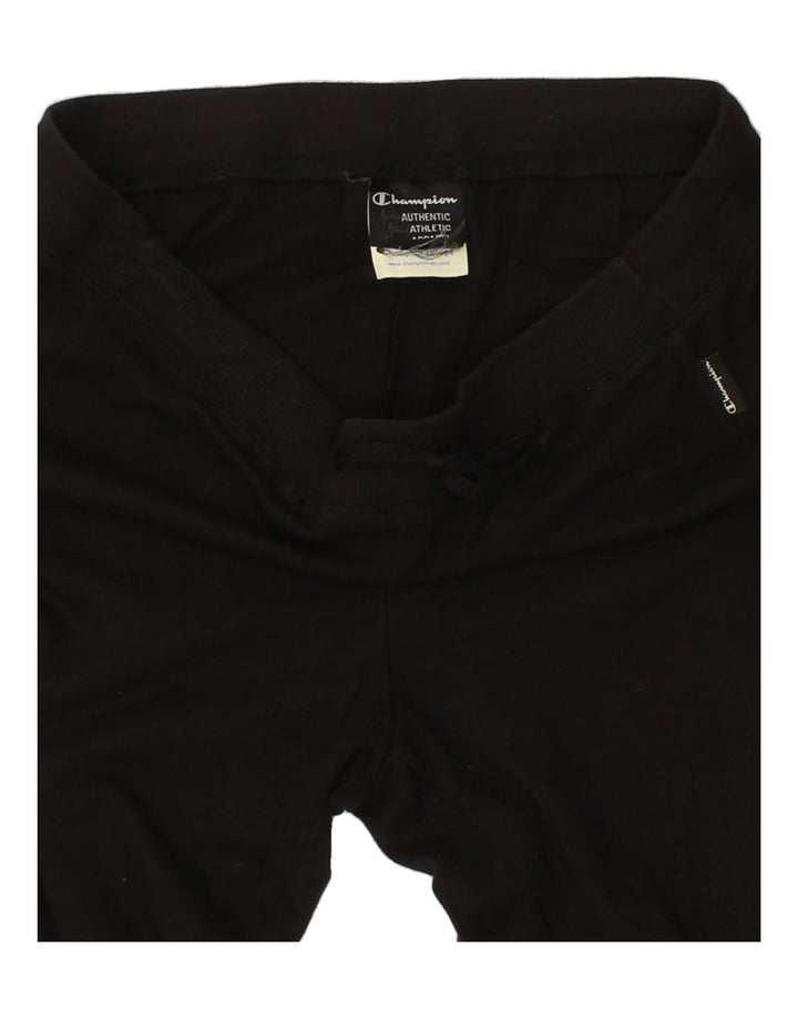 CHAMPION Womens Crop Tracksuit Trousers Large Black Cotton Vintage Champion and Second-Hand Champion from Messina Hembry 