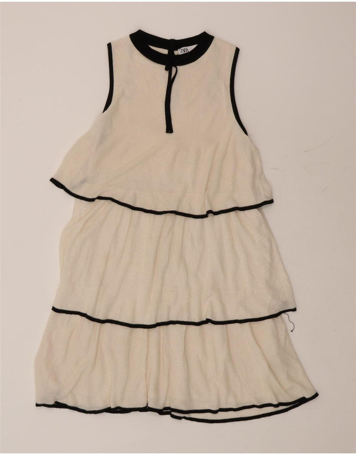 Vestido feminino Zara em camadas UK 10 pequeno viscose branca