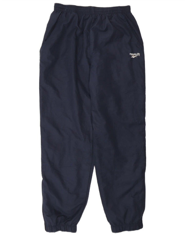 Calça de treino masculina Reebok Joggers grande poliéster azul marinho