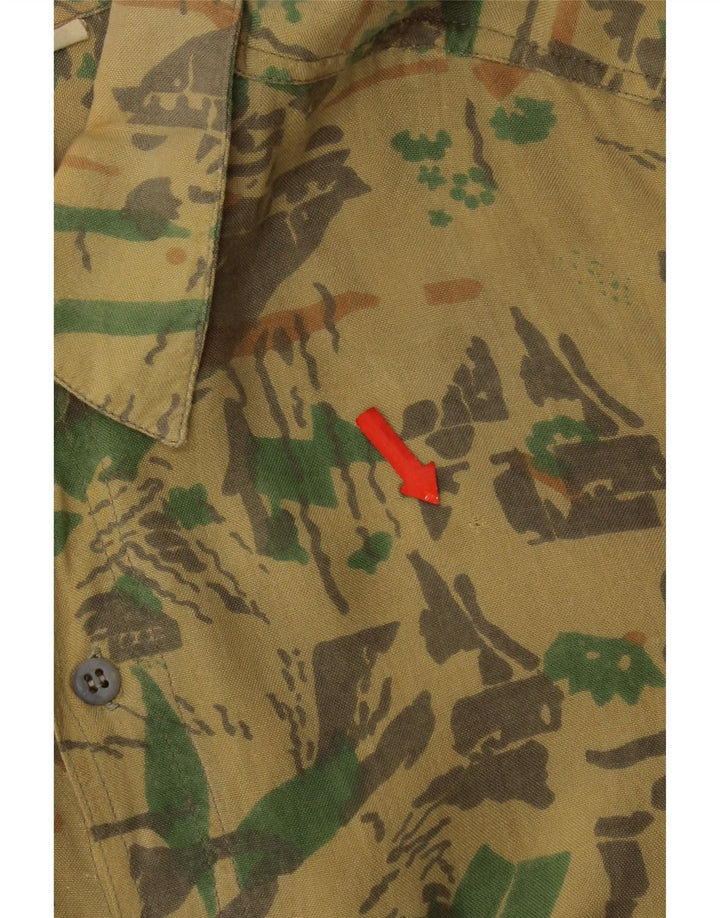 Camisa masculina Ozone com padrão abstrato viscose amarela média