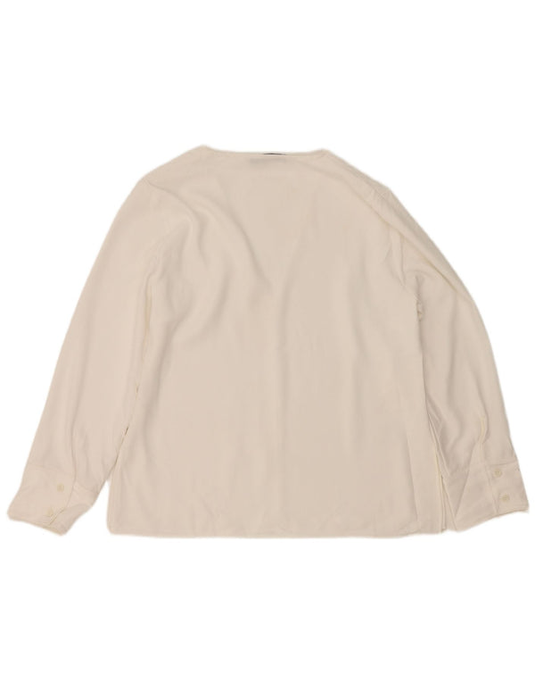 Zara blusa feminina manga comprida top UK 16 grande branco