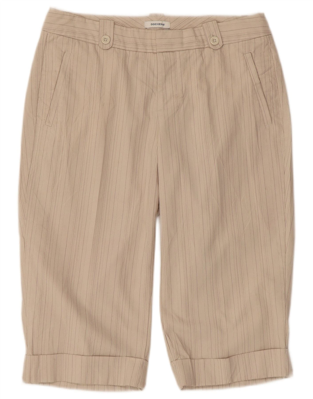 Shorts Chino feminino Dockers curvilíneo de cintura baixa EUA 4 pequeno W32 algodão bege