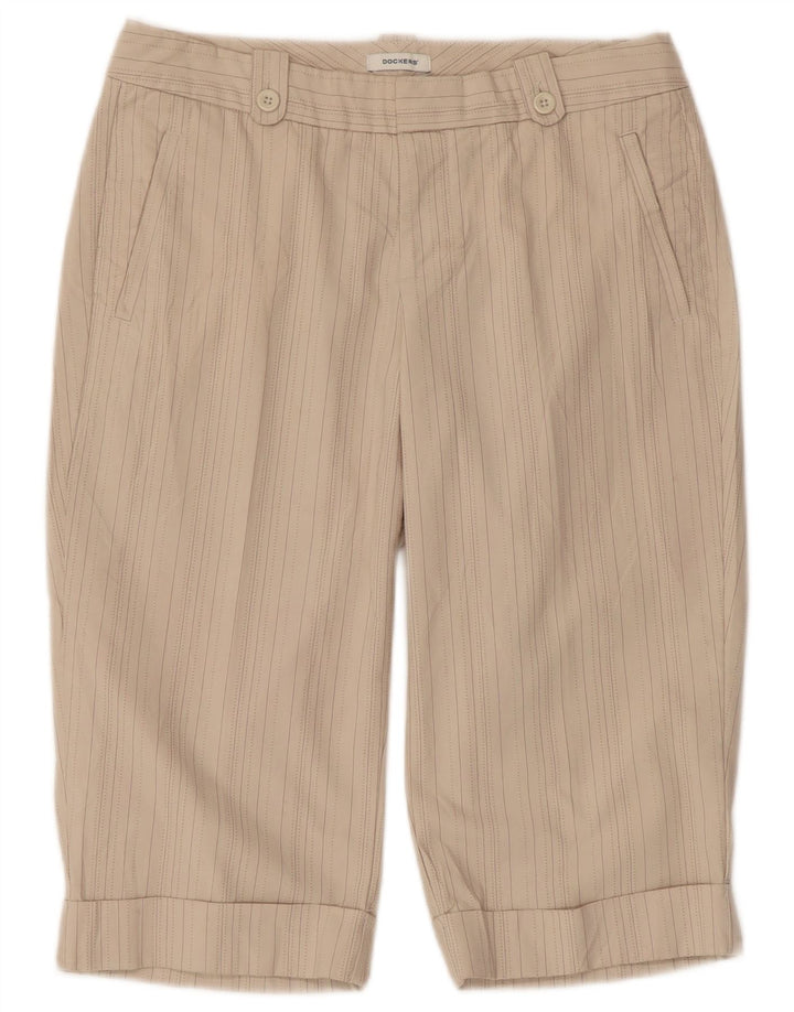 Shorts Chino feminino Dockers curvilíneo de cintura baixa EUA 4 pequeno W32 algodão bege