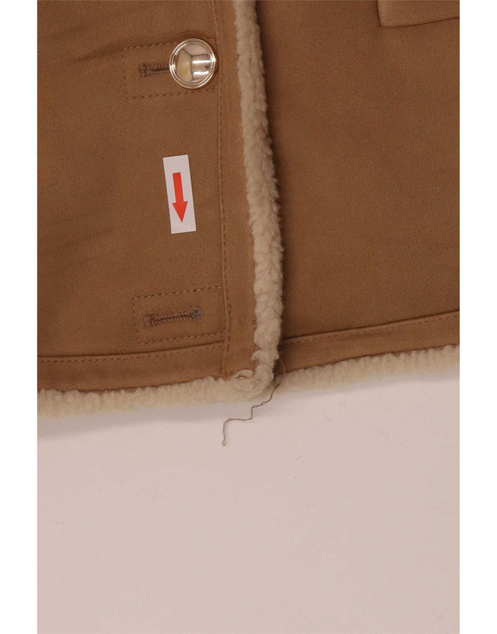 Zara Jaqueta Sherpa Feminina Oversized Reino Unido 6 XS Marrom Poliéster