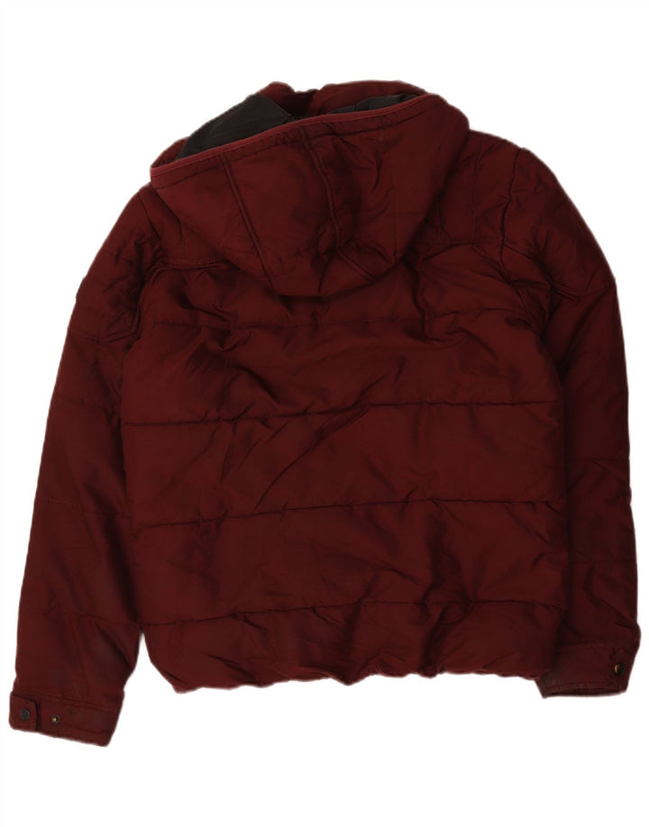 Jaqueta masculina acolchoada com capuz Jack & Jones Reino Unido 36 poliéster cor de vinho pequena