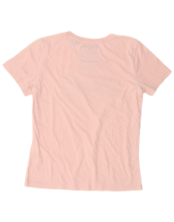 Camiseta feminina SUPERDRY com estampa gráfica UK 10 algodão rosa pequeno