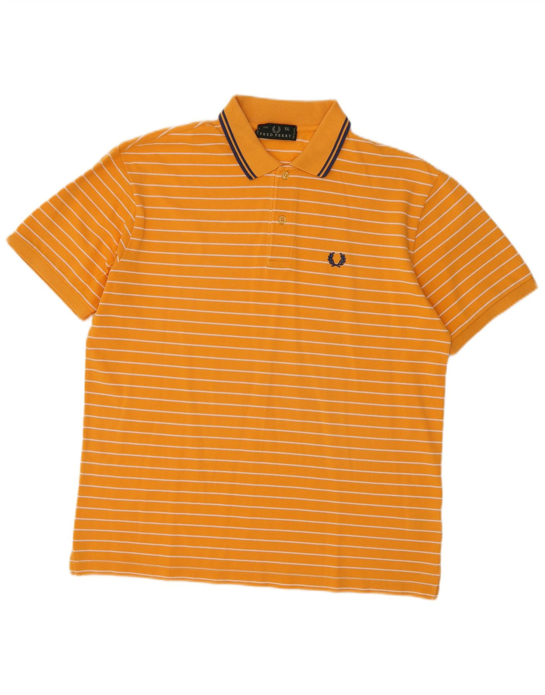 Camisa polo masculina Fred Perry XL laranja listrada de algodão