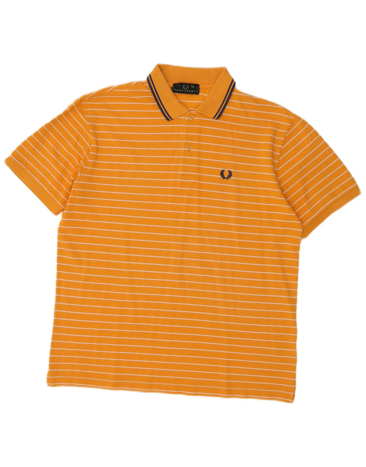 Camisa polo masculina Fred Perry XL laranja listrada de algodão