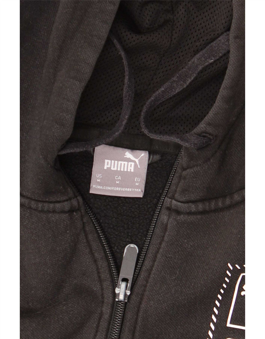 Suéter masculino Puma Graphic Zip com capuz médio algodão preto