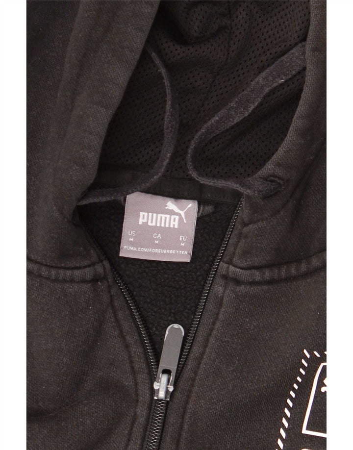 Suéter masculino Puma Graphic Zip com capuz médio algodão preto