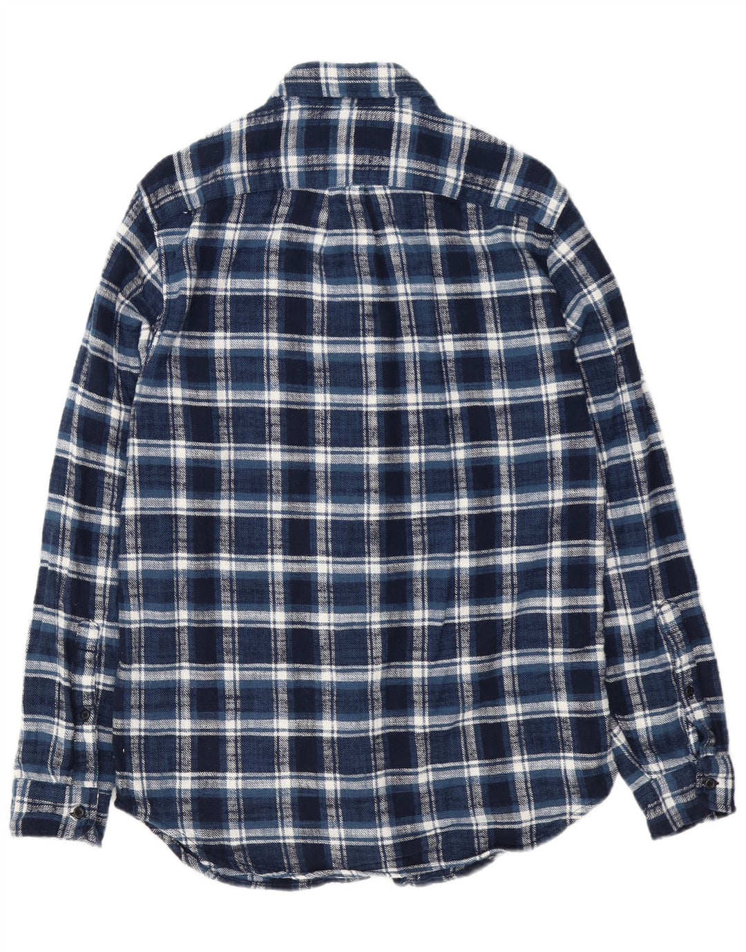 J. Crew Camisa masculina clássica de flanela pequena de algodão xadrez azul marinho