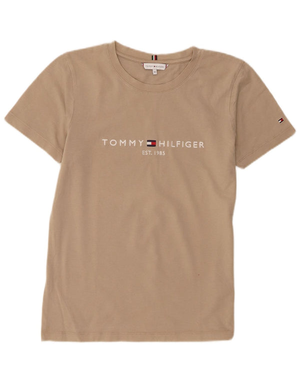Camiseta feminina Tommy Hilfiger com estampa gráfica UK 6 XS algodão bege