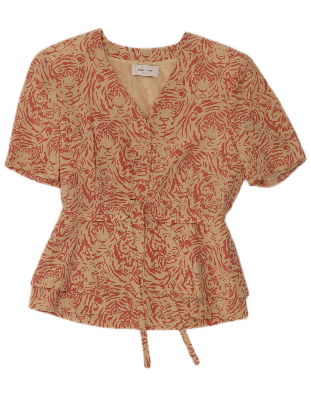 MARCO TESTA Jaqueta blazer feminina de 3 botões IT 42 Médio bege estampa animal