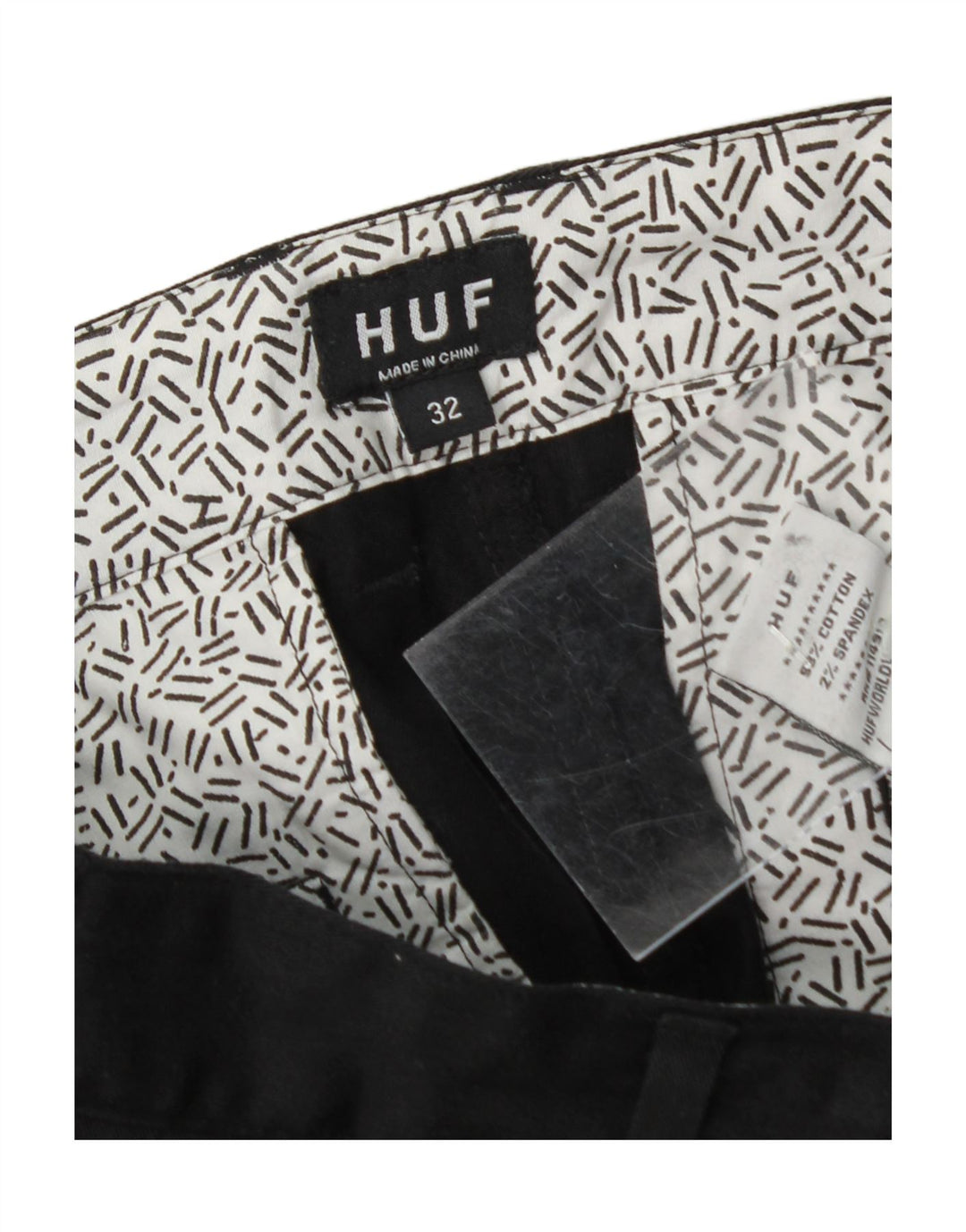 HUF Mens Straight Chino Trousers W32 L30 Black Cotton Vintage HUF and Second-Hand HUF from Messina Hembry 