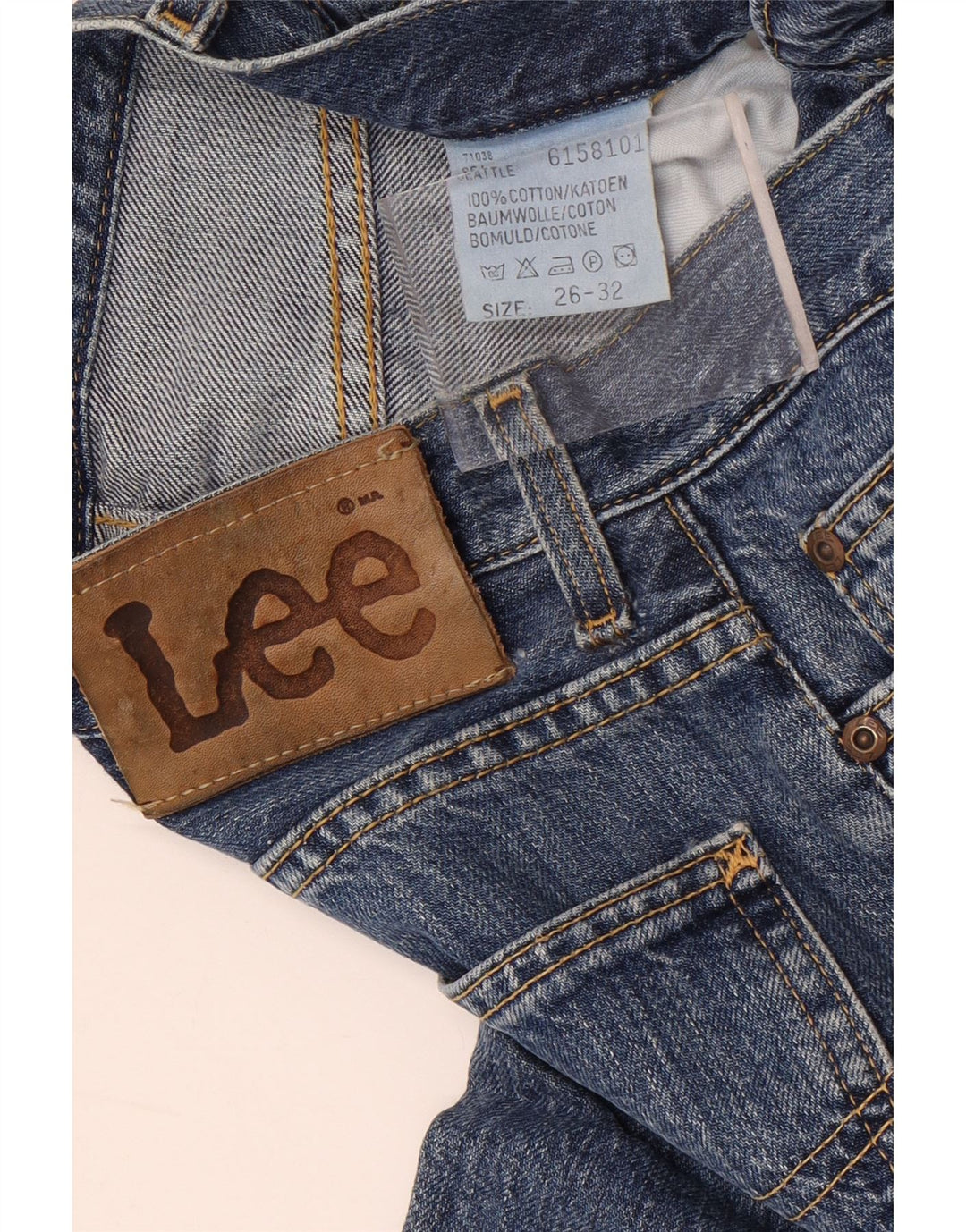 Jeans retos femininos Lee W26 L32 algodão azul