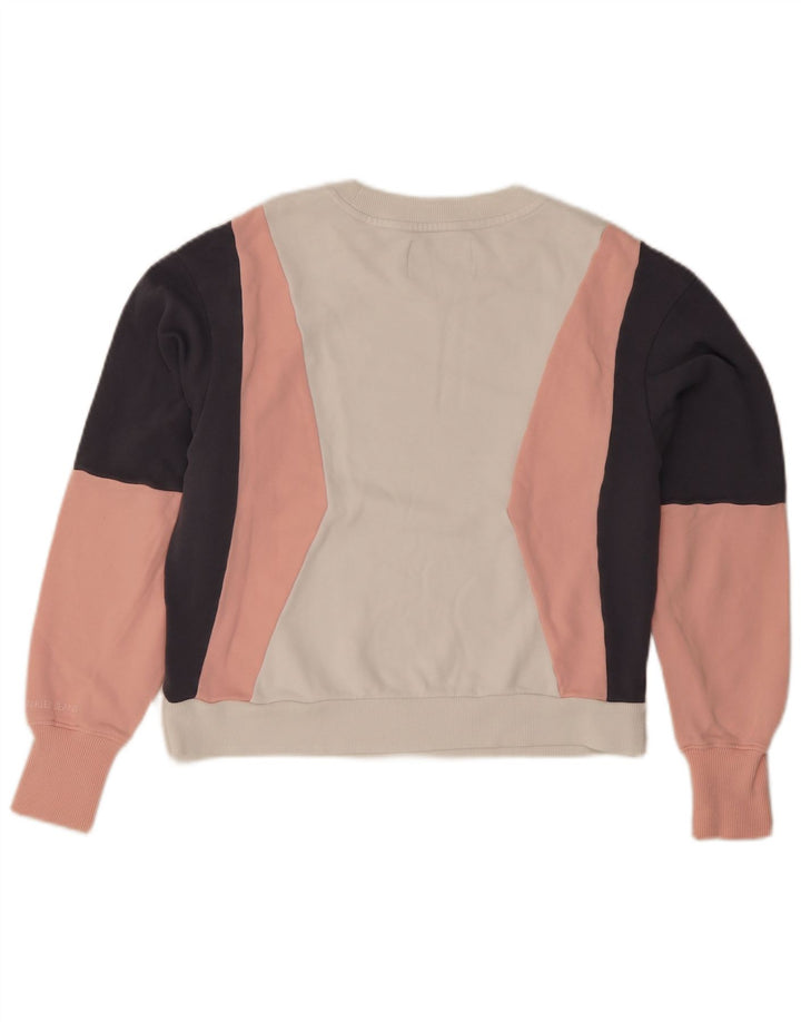 Moletom feminino Calvin Klein Jeans Jumper UK 10 pequeno multicolorido