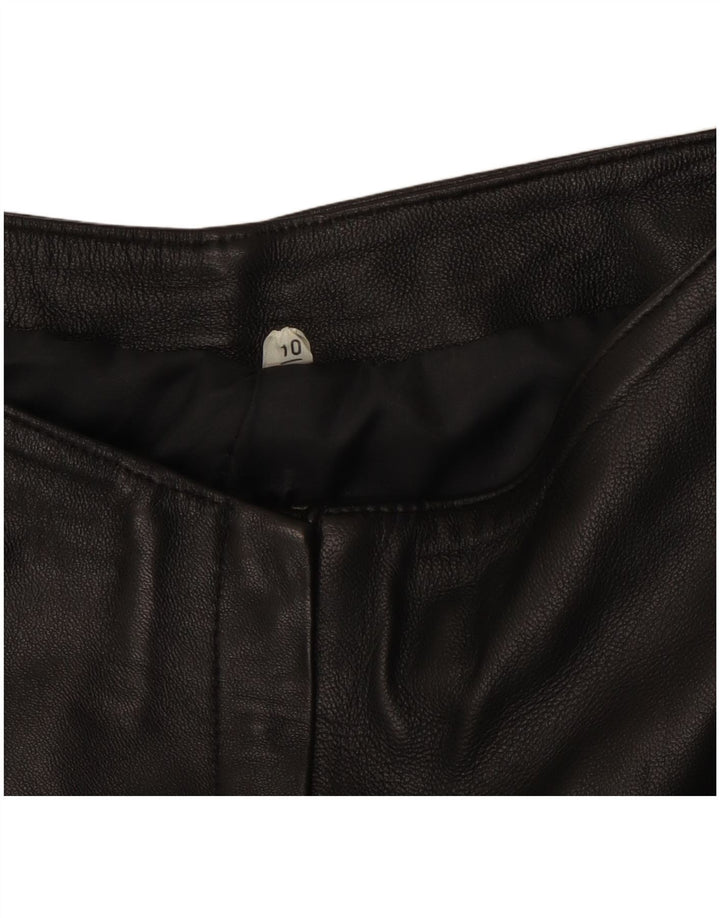Calças de couro femininas VINTAGE UK 10 pequenas W27 L31 pretas