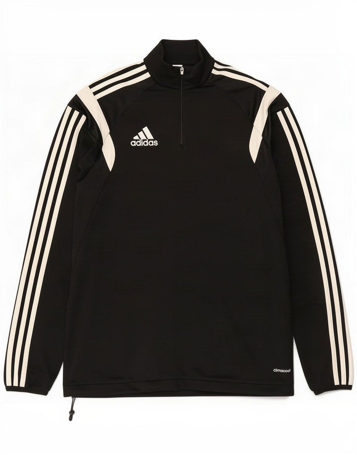 Adidas Mens Climacool Zip Neck Moletom Jumper Pequeno Preto Colorblock