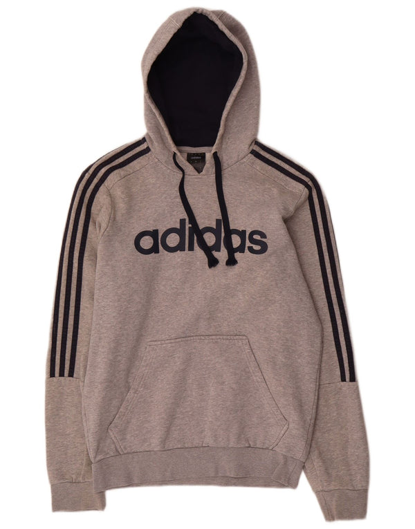 Adidas masculino gráfico moletom com capuz pequeno algodão cinza