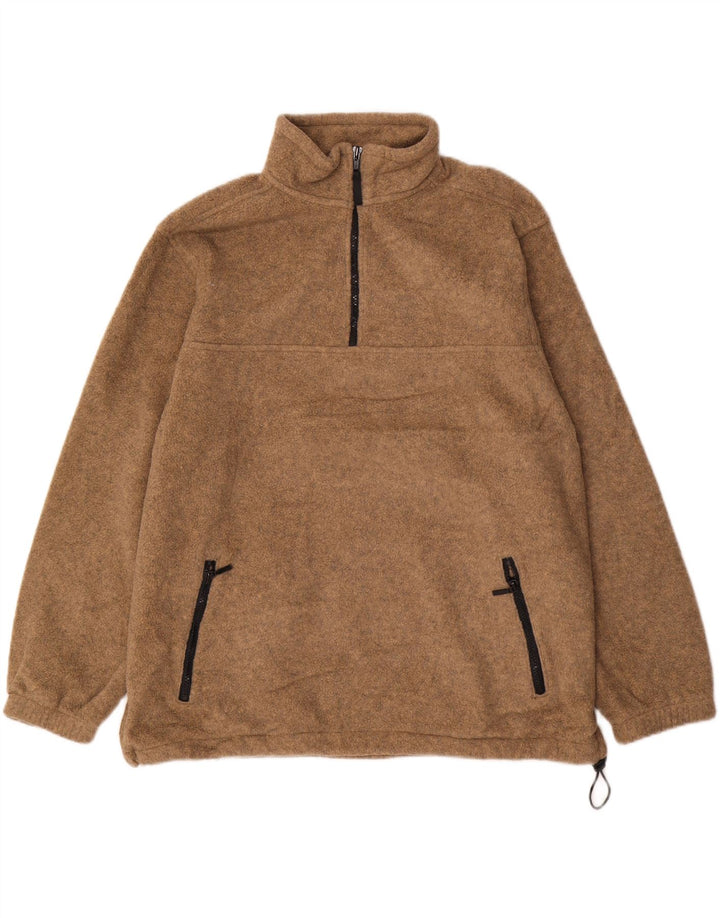 EDDIE BAUER Suéter masculino de lã com zíper e gola XL marrom poliéster
