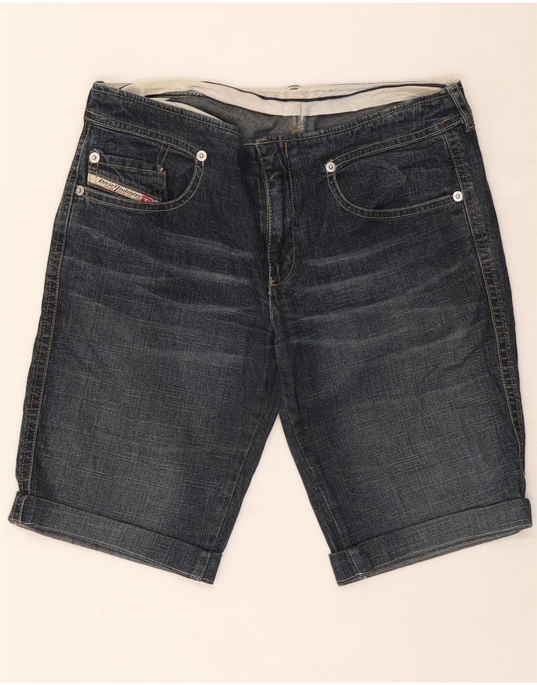 Shorts jeans feminino diesel W28 algodão azul médio
