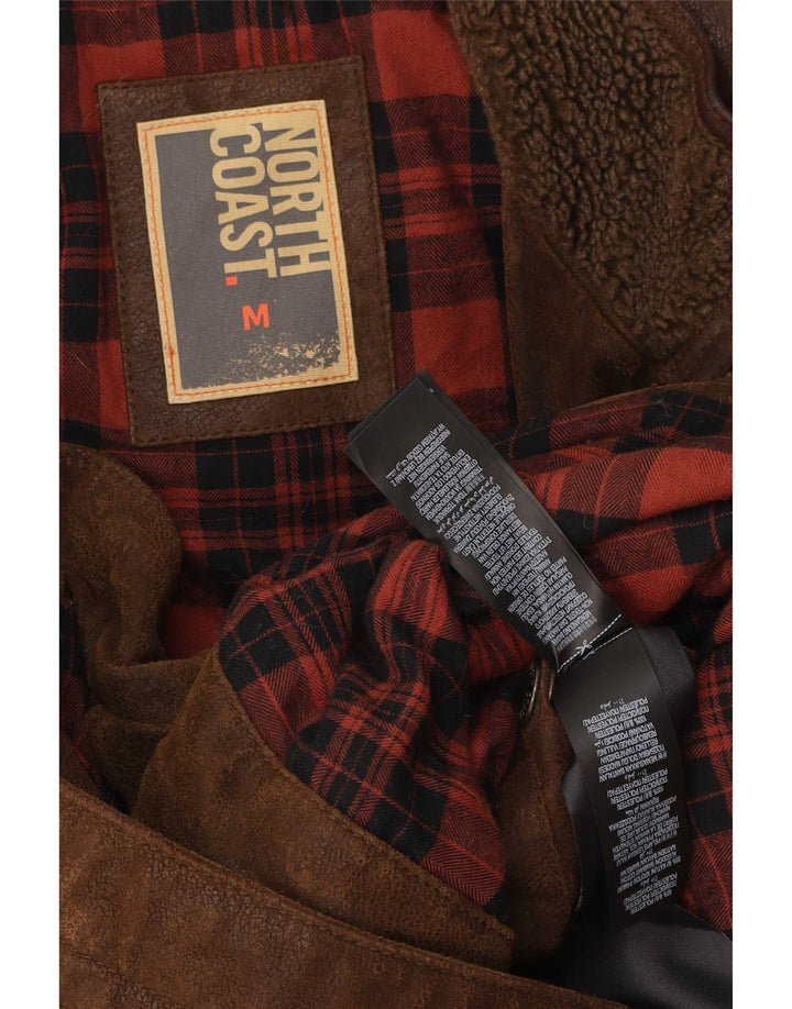 Jaqueta de couro masculina North Coast Society UK 38 marrom médio