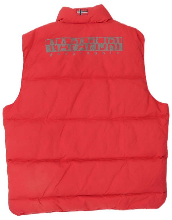 Colete acolchoado masculino Napapijri com gráfico geográfico UK 44 2XL nylon vermelho