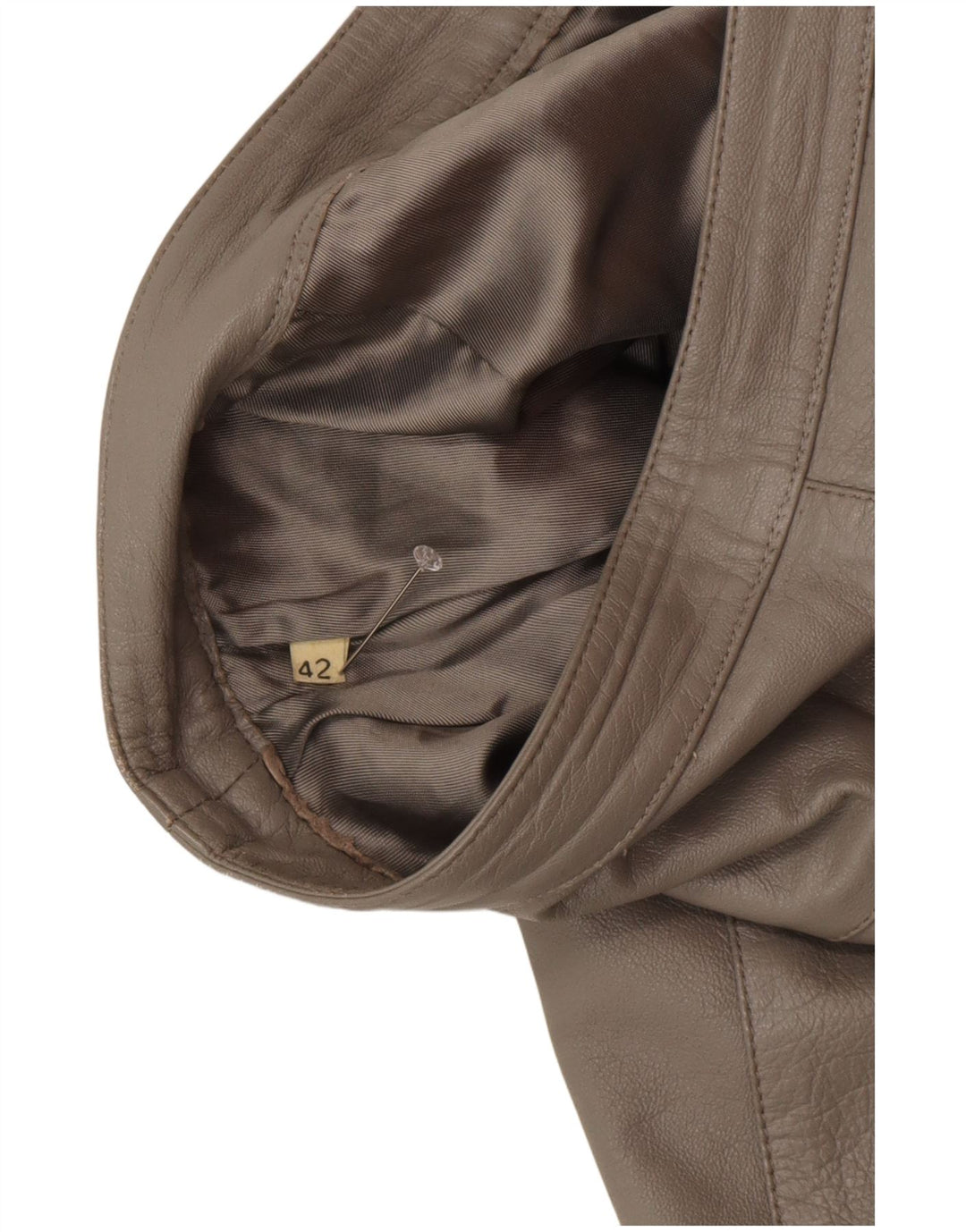 Saia feminina de couro VINTAGE IT 42 médio W28 cinza