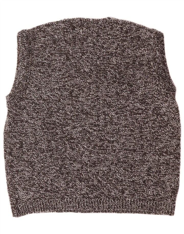 Zara Mens Vest Tank Top pequeno preto manchado poliacrílico