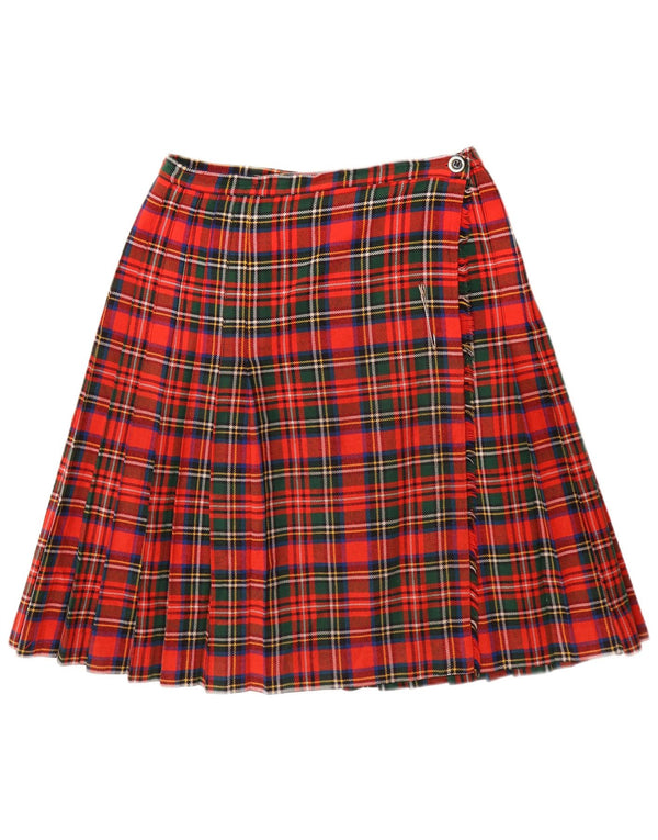 Saia feminina vintage de cintura alta IT 46 grande W30 vermelho xadrez acrílico
