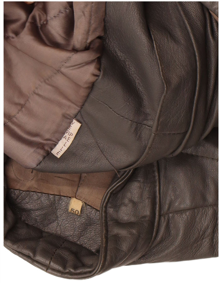 Jaqueta de couro masculina vintage IT 50 grande couro cinza