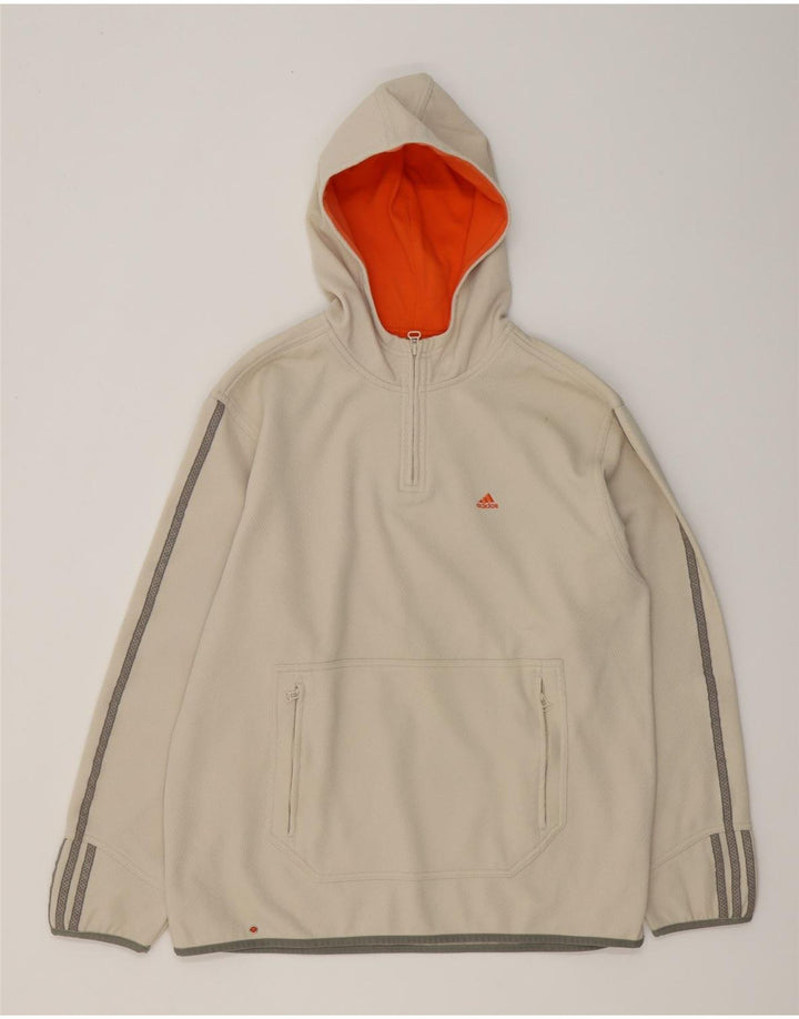 Adidas Mens Zip Neck Hoodie Jumper Médio Branco Poliéster