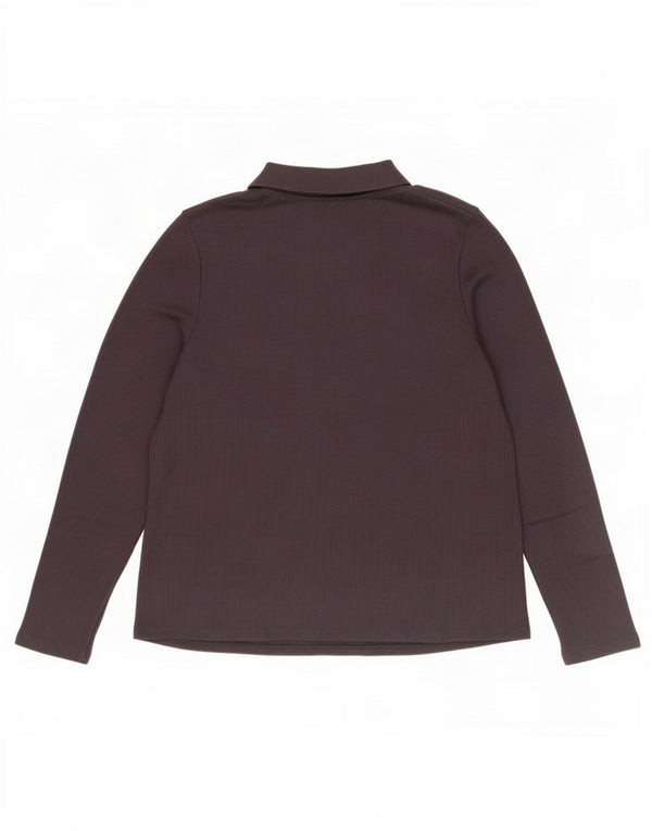 Camisa pólo feminina de manga comprida Marks & Spencer Reino Unido 18 XL roxo poliéster