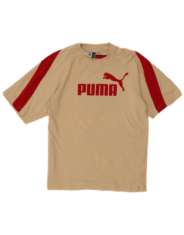 Puma Mens Graphic T-Shirt Top XS Bege Colourblock