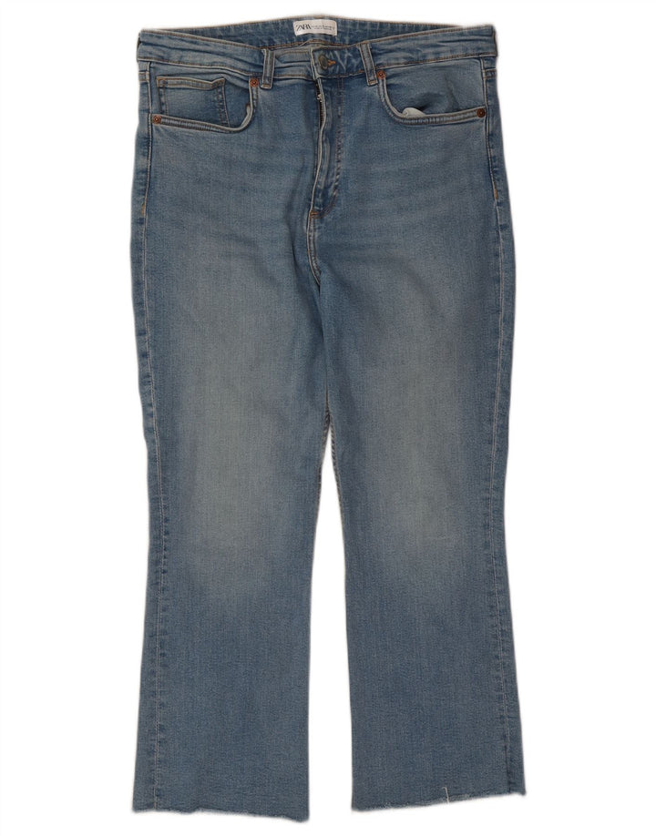 Zara Calça Jeans Feminina Crop Bootcut EU 46 XL W36 L25 Azul