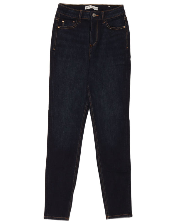 Calça jeans skinny feminina Zara EU 34 2XS W24 L28 algodão azul marinho