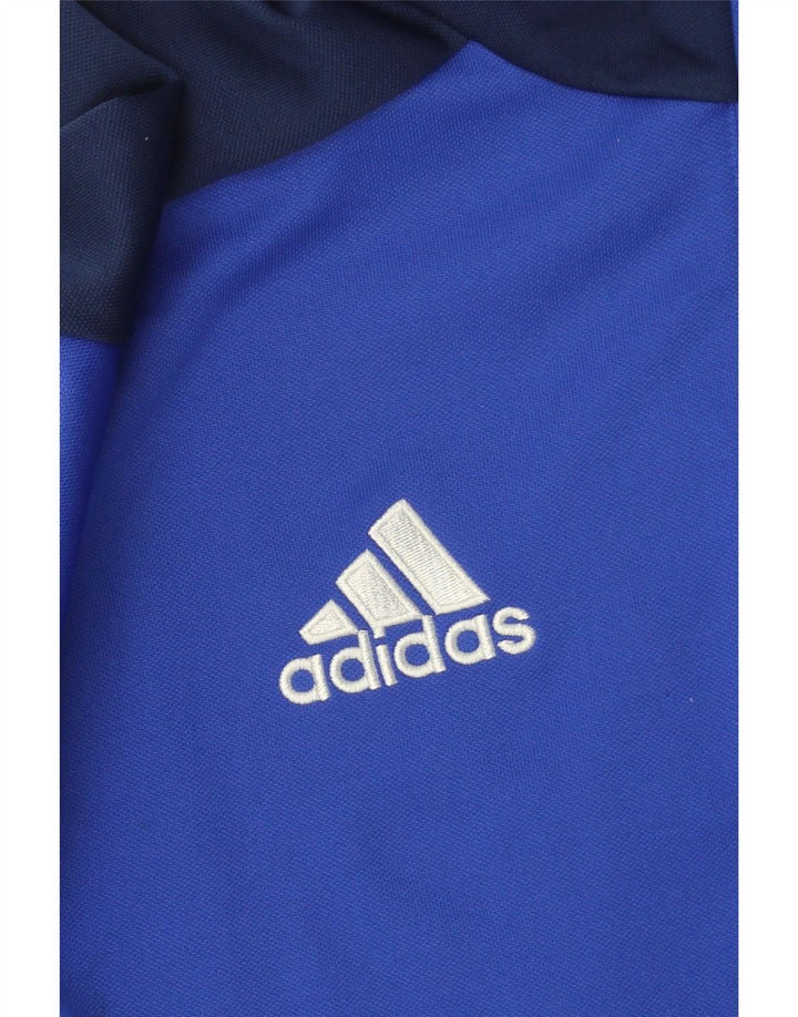 Adidas masculino gráfico zip pescoço pulôver moletom grande bloco colorido azul
