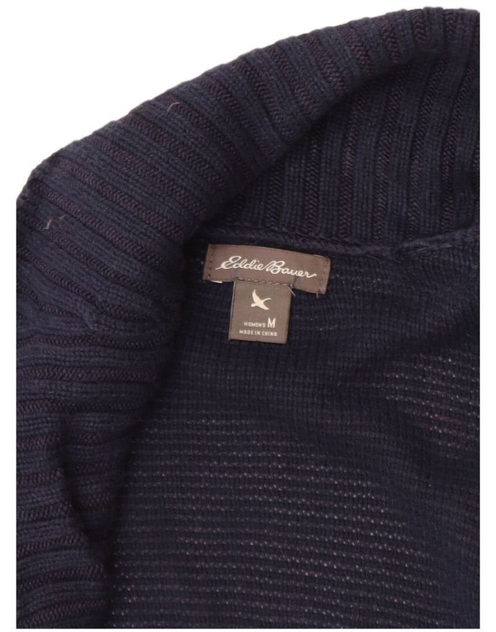 Suéter cardigã aberto feminino Eddie Bauer Reino Unido 12 médio azul marinho rayon