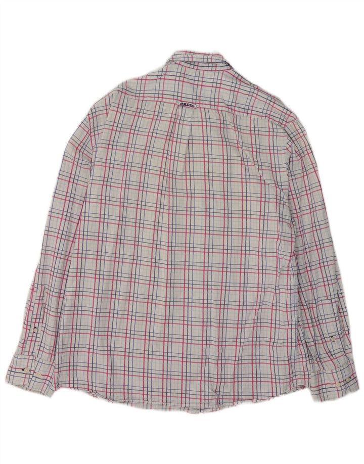 Camisa masculina clássica de ajuste da Crew Clothing XL algodão xadrez branco