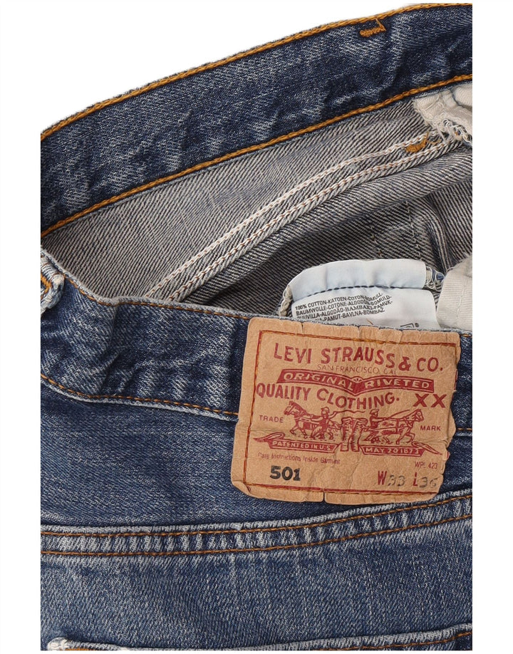 LEVI'S Masculino 501 Shorts Jeans W33 Médio Azul Algodão